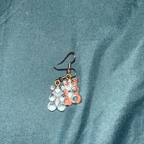 Earrings jelly bears like new, pink