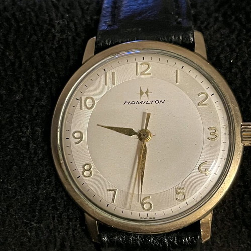 Hamilton vintage winding watch used, 1960s, gold tone