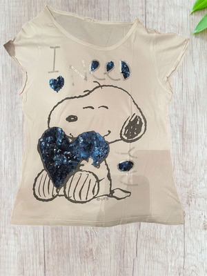 Oysho Snoopy μπλουζάκι XL μεταχειρισμένο με μπλε παγιέτες