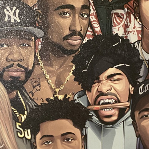 Hip hop icons poster mounted on wood