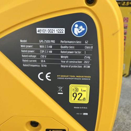 F.F. Group GPG 2500I PRO Gasoline Inverter Generator 2.5kVA new