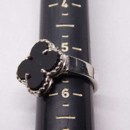Silver ring 925 Black Clover size 53 new with black stone