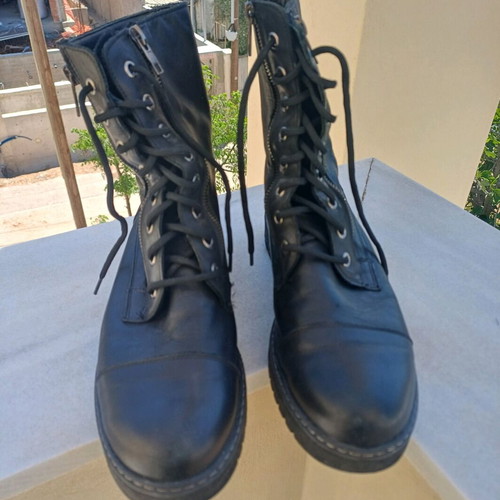Women's black leather boots with laces Tsakiris Mallas used