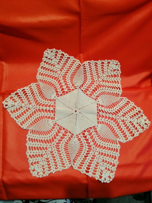 Handmade embroidery like new, crochet from cotton thread ecru color