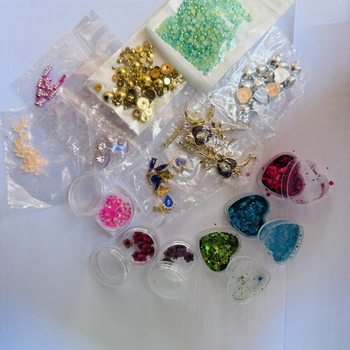 Nail charms like new with rhinestones and stickers