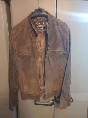 Real leather jacket made in Turkey, like new, brown, size L