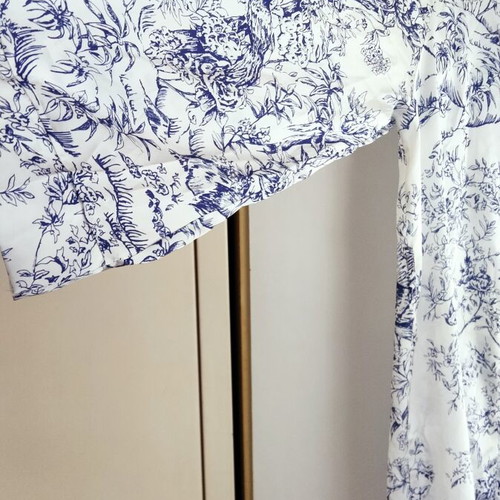 Vintage Style Kimono Robes with Toile de Jouy Pattern, Blue & Red