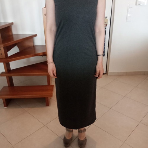 Long dress like new, 2-piece set, grey and black