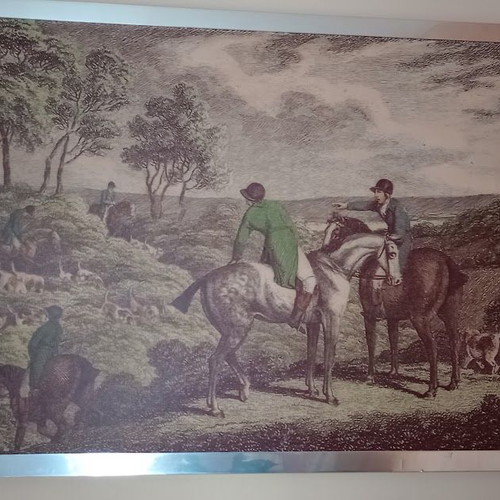 Framed art print with metal frame like new, large size