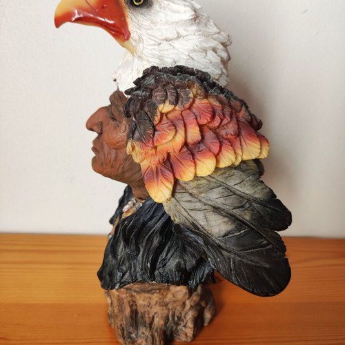 Vintage Native American Chief Bust Statue used, bald eagle head