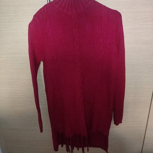 E&D Long Asymmetric Sweater like new, burgundy, size XL/XXL