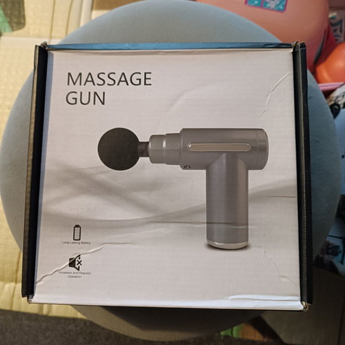 Portable deep tissue massage gun, grey
