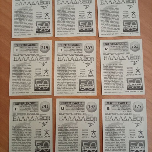 Panini Super League 2011 silver football stickers, set of 9