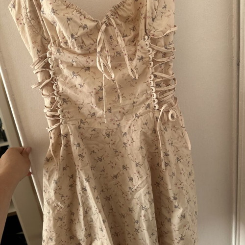 Mini floral poplin dress corset style like new, Pink Woman, size M