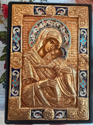 Gilded icon with high-quality enamel 15x20cm new