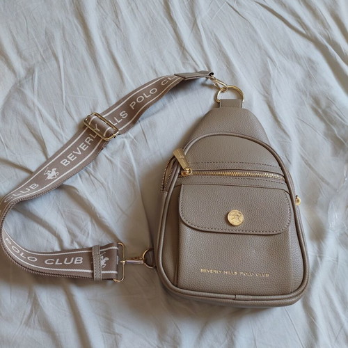 Beverly Hills Polo Club bag, light brown with logo strap