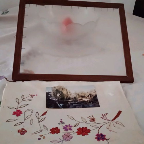 Old embroidery used, piece from a frame