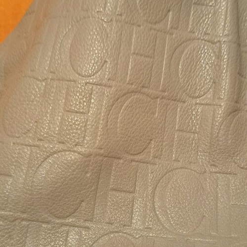 Carolina Herrera leather shoulder bag used, grey beige