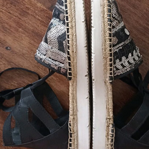 Espadrilles Joy & Mario 38 like new, black, beige, embroidered with sequins