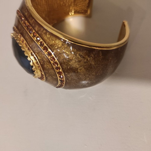 Roberto Cavalli bracelet cuff 5.5 cm wide like new, black and gold