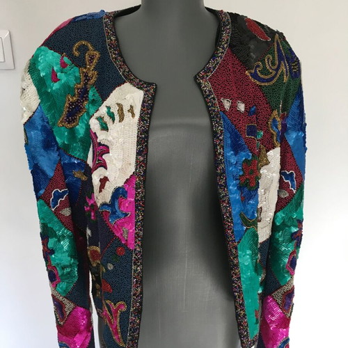 Madeleine colorful sequin jacket like new, size M