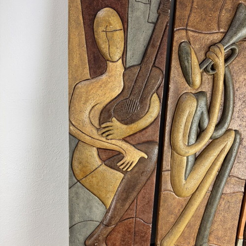 Decorative wall art set of 3 used, large 90x25 cm each