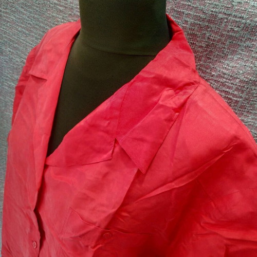 Vintage silk women's short-sleeve shirt red XL like new