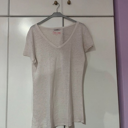 Linen short-sleeve blouse white, like new, size medium