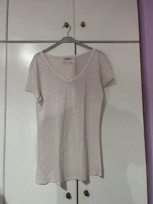 Linen short-sleeve blouse white, like new, size medium