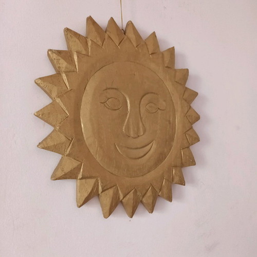 Wooden decorative sun used, diameter 30 cm