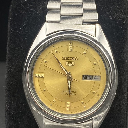 Seiko 5 Automatic Day-Date Watch like new, men's, gold and silver