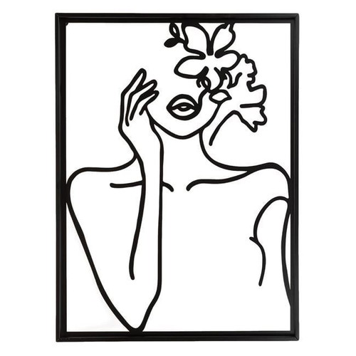 Metal Black Frame Wall Art with Female Figure New 44x2x58cm