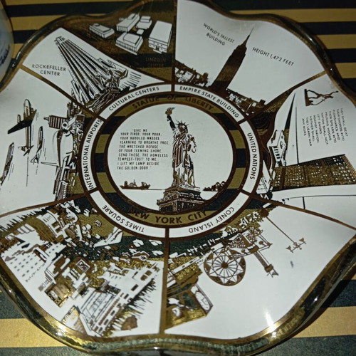 Vintage glass ashtray-plate from America and used porcelain cup from England new