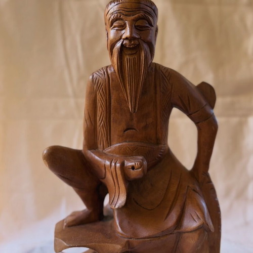 Antique Wooden Chinese Monk Figurine like new, hand carved