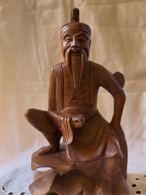 Antique Wooden Chinese Monk Figurine like new, hand carved