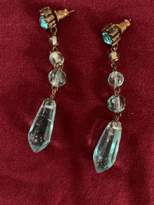 Turquoise Drop Earrings like new with transparent stones