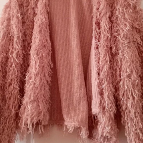 Bershka women's fur cardigan pink like new