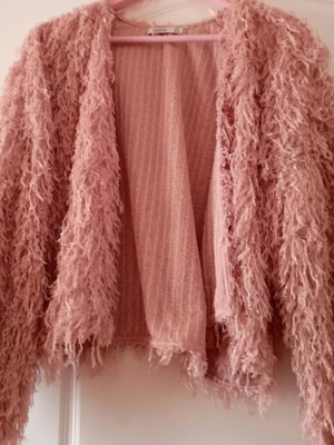 Bershka women's fur cardigan pink like new