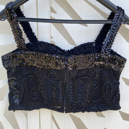 Vintage crop top black with sequins and lace like new