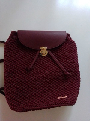 Knitted backpack bag new, burgundy