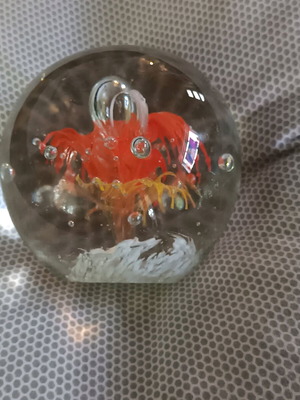 Murano glass sphere used, hand-blown glass paperweight
