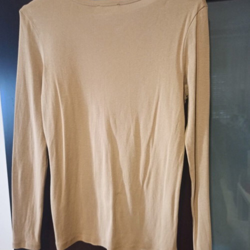 Benetton long-sleeve blouse like new, dark beige, fits medium