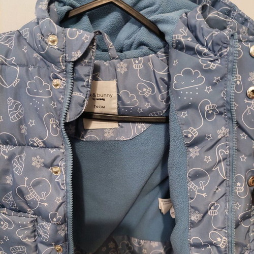 Winter baby jacket 74cm like new with hood and fleece lining