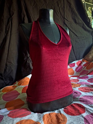 Dorothy Perkins burgundy velvet open-back top