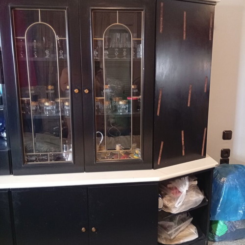 Vintage black and white lacquered living room unit