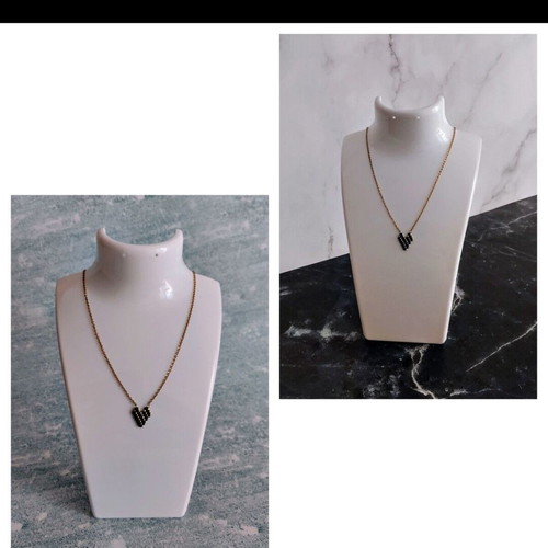 Steel heart necklace black gold made to order miyuki