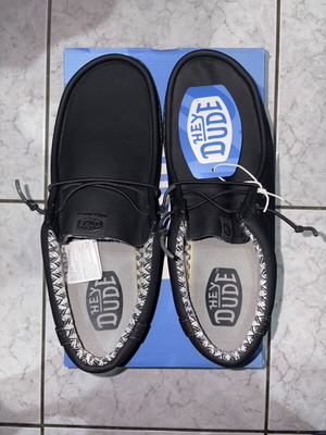 Hey Dude Wally Classic Black Charcoal moccasins size 45 new