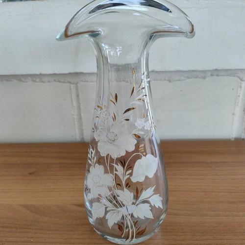 Vintage glass vase handpainted, like new