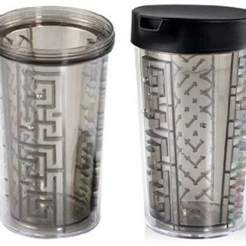 Thermos mug 400ml black with maze game design new