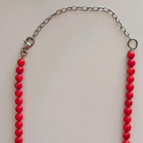 Handmade necklace with natural coral and turquoise stone new